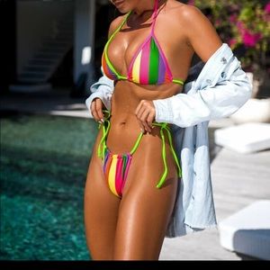 Rainbow halter tie bikini set -NEW